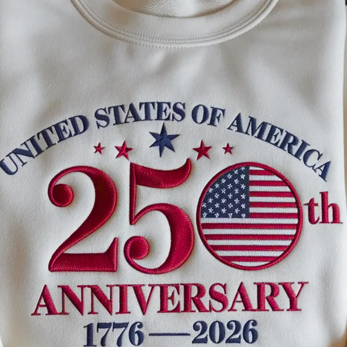 Women's Casual Embroidery American 250Th Anniversary Commemorative Sweatshirt