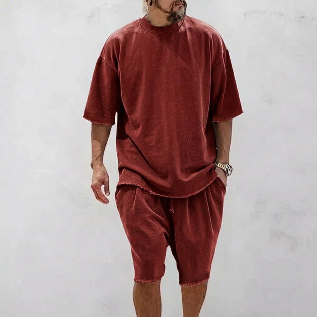Men's Textured Casual Loose Fit 2-Piece Sweatsuit - Athletic Tracksuit Set