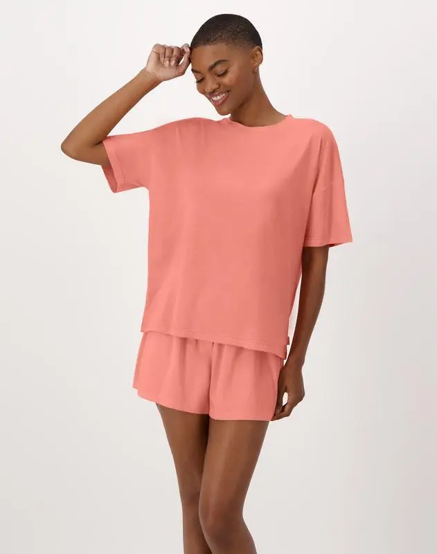 Women’s 2-Piece Lounge Set – Soft Boxy T-Shirt & Sleep Shorts