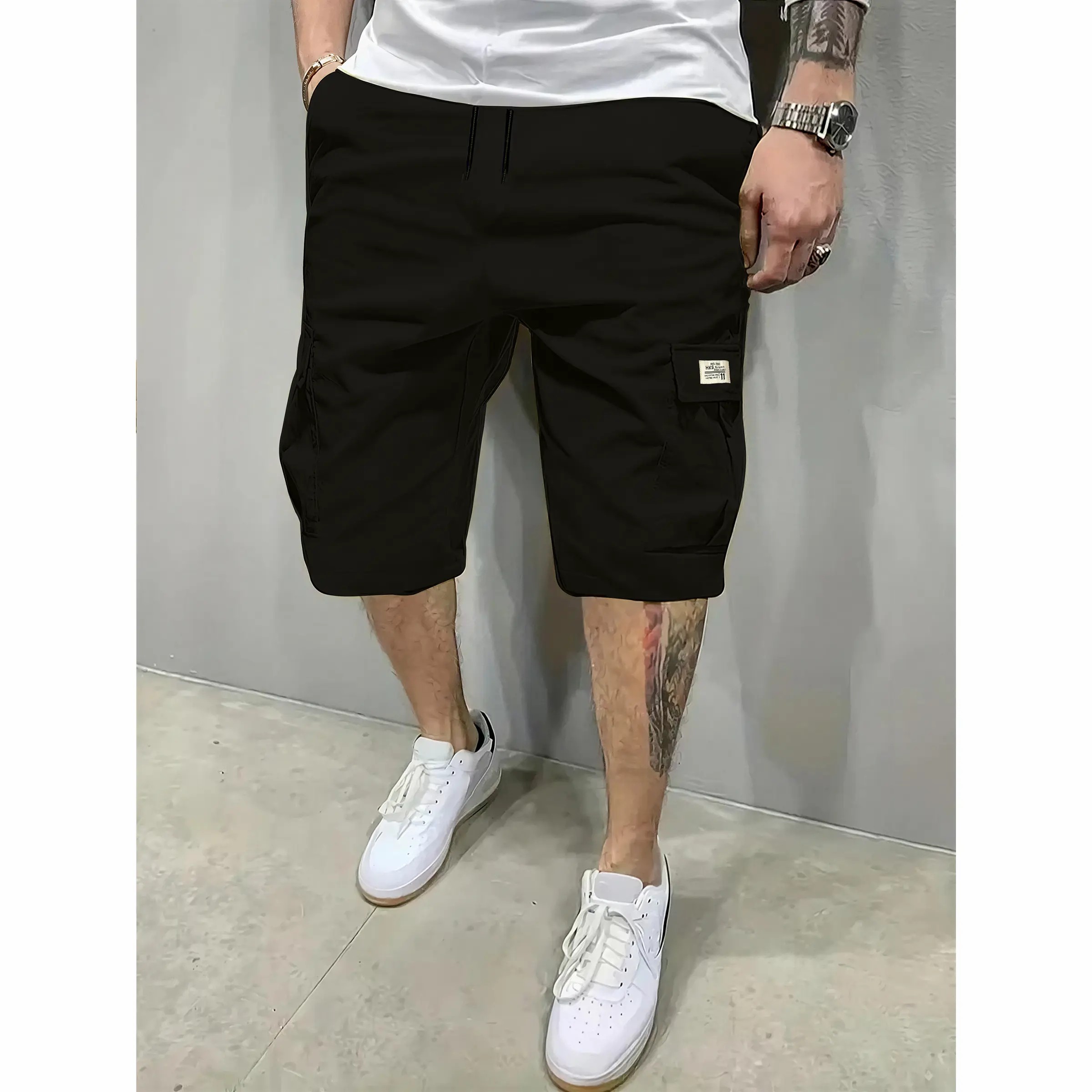 Men's 7-Pack Fitted Cargo Shorts – Elastic Drawstring, Slanted Multi-Pocket, Lightweight Summer Bottoms