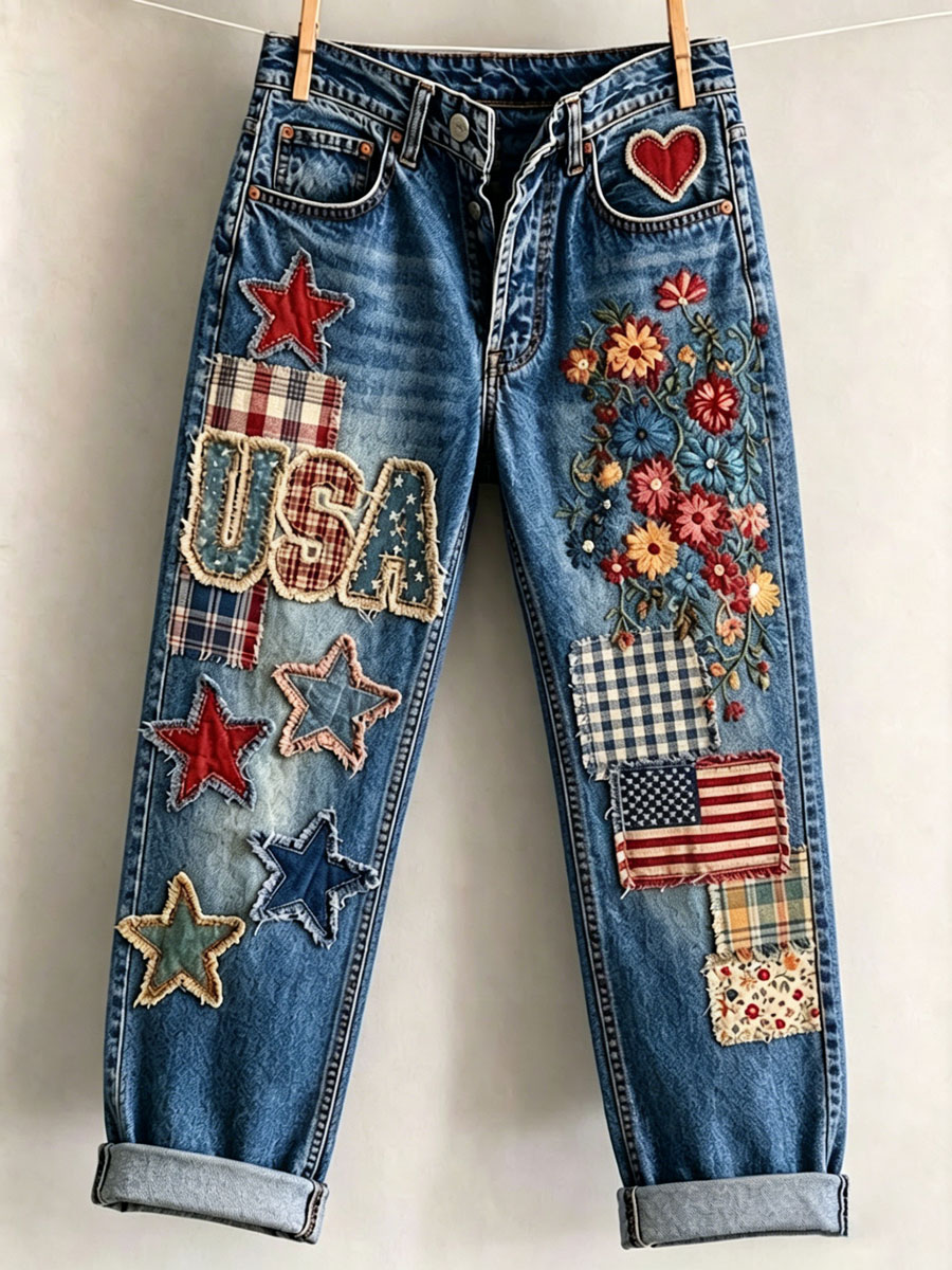 Women's Independence Day Printed Casual Pants