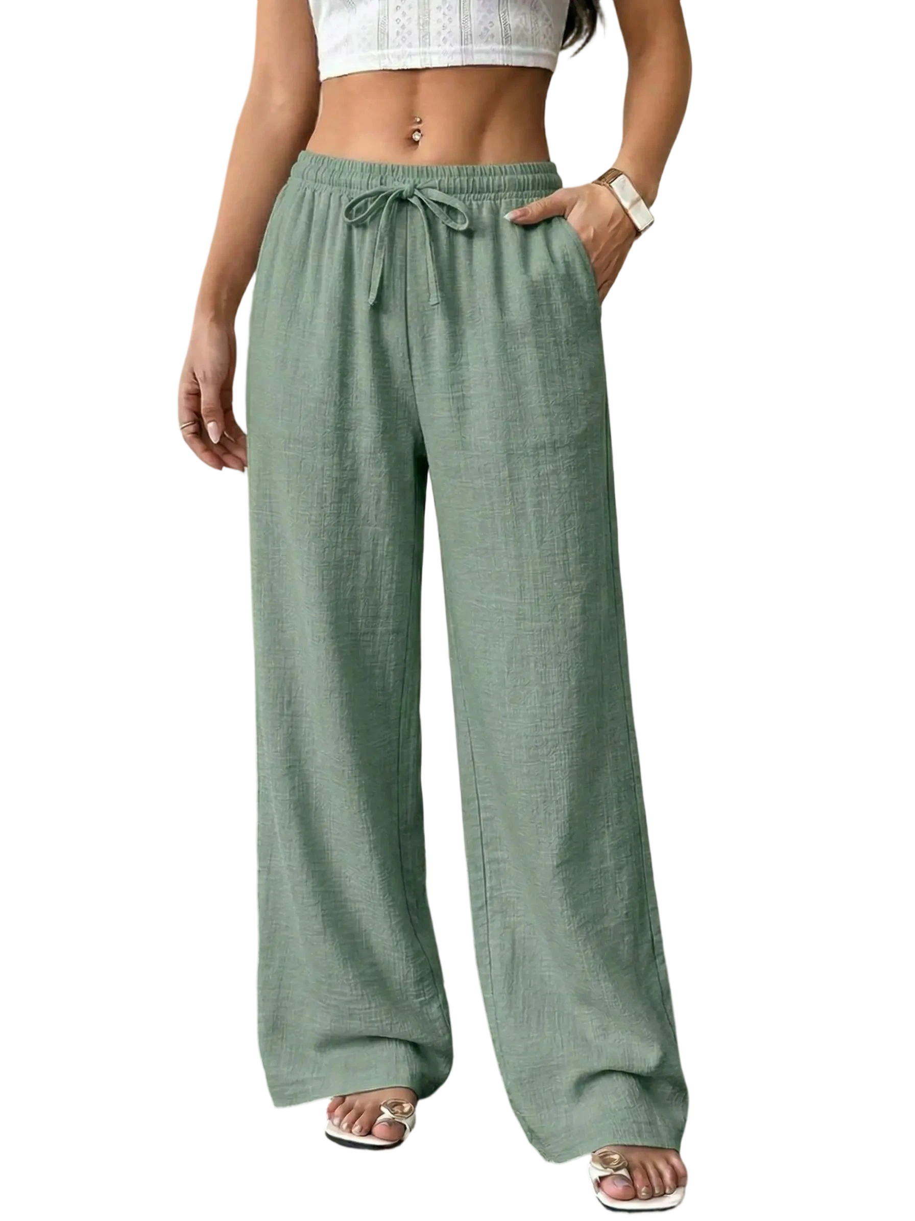 Casual waist-cinching pants suitable for couples and unisex wear