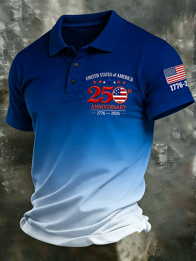 Men'S Business And Leisure Polo Shirt Commemorative Of The Founding Of The United States