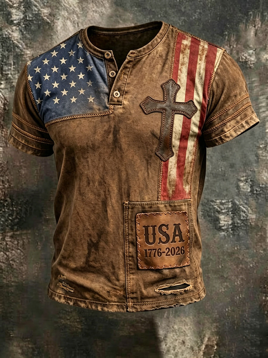 Men'S Retro 250Th Anniversary American Faith Short-Sleeve T-Shirt
