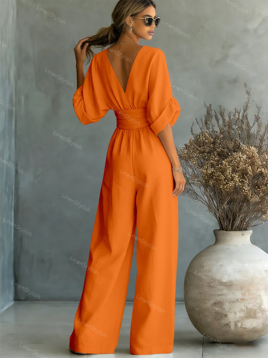 Essential V-neck Waist Jumpsuit Clearance Sale