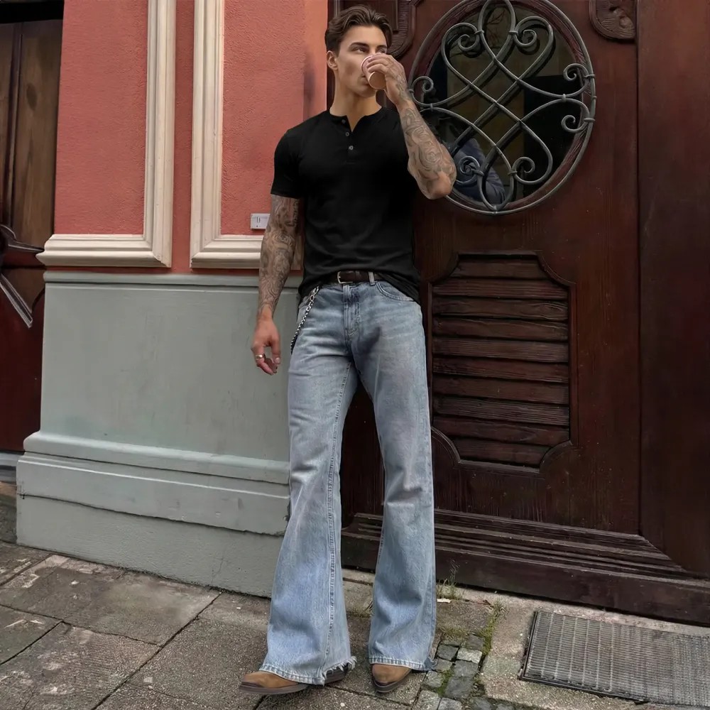 🔥2026 Flash Sale🔥Men's Muscle Slim Fit Button Henley Shirt