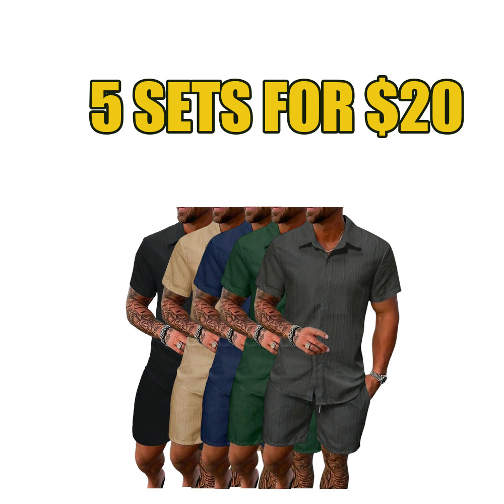 Coastal Breeze Textured Shirt & Shorts Set