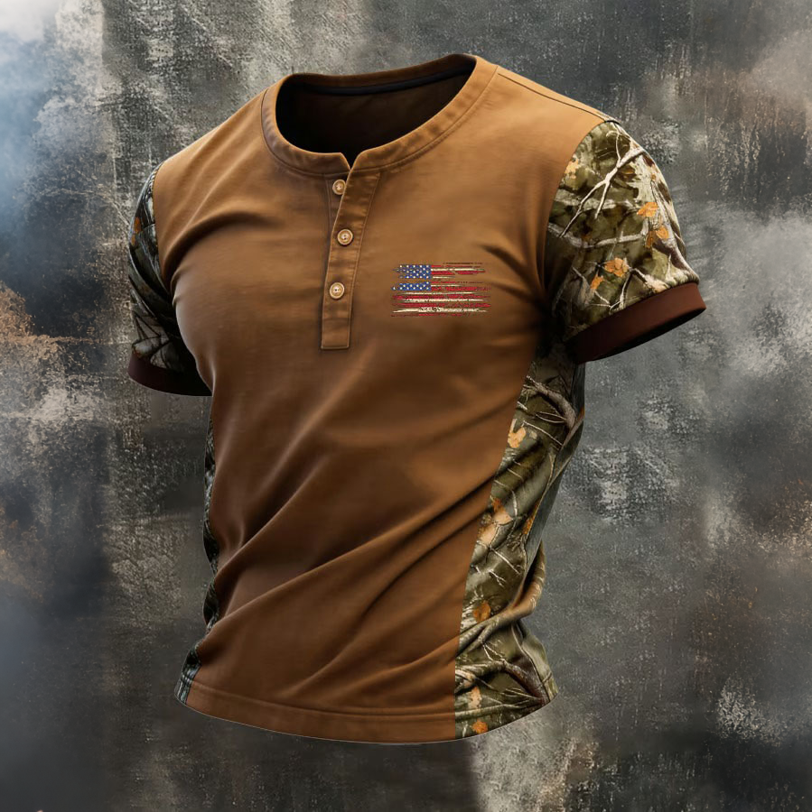 Men's Independence Day Henry collar shirt
