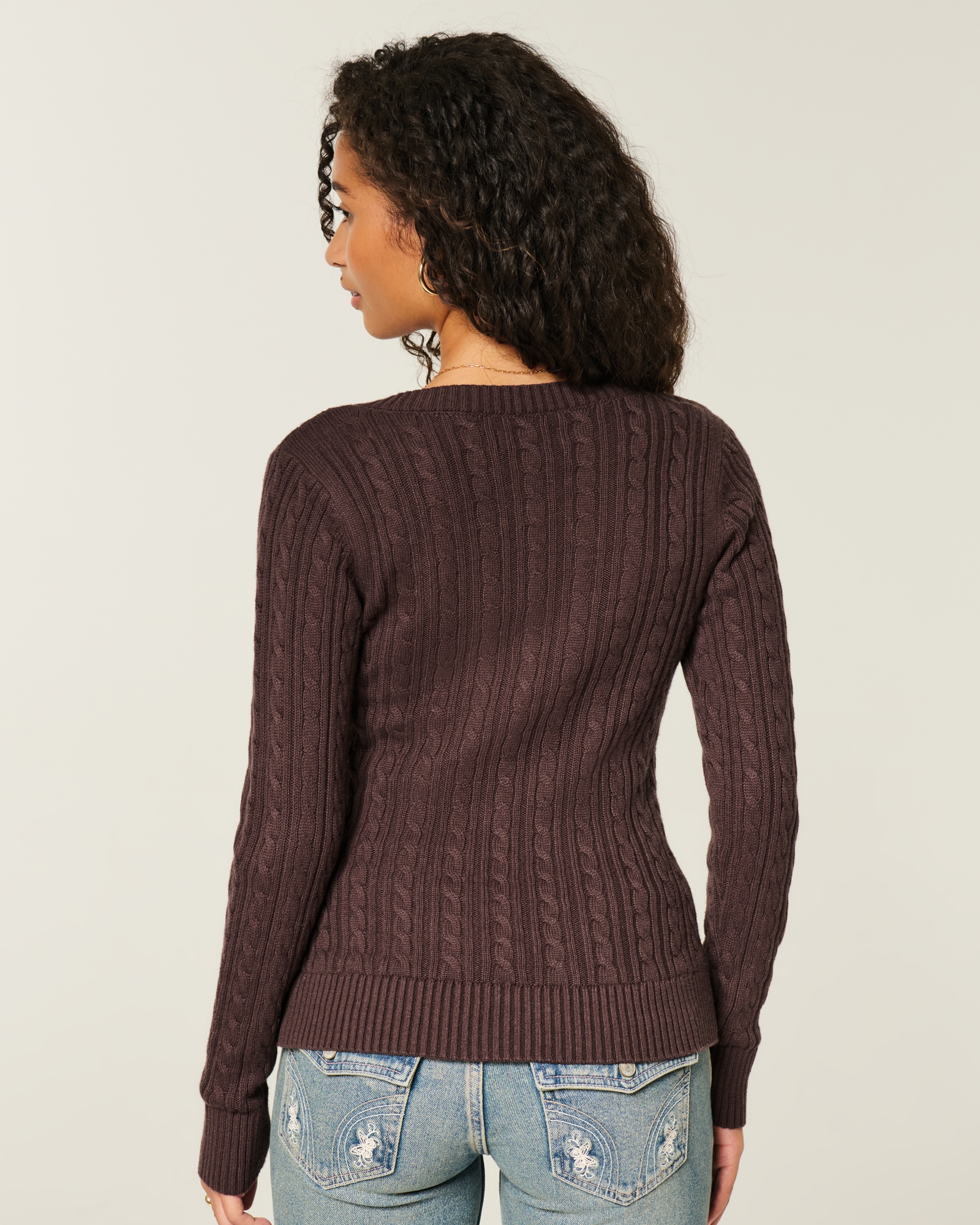 Cable-Knit Icon V-Neck Sweater