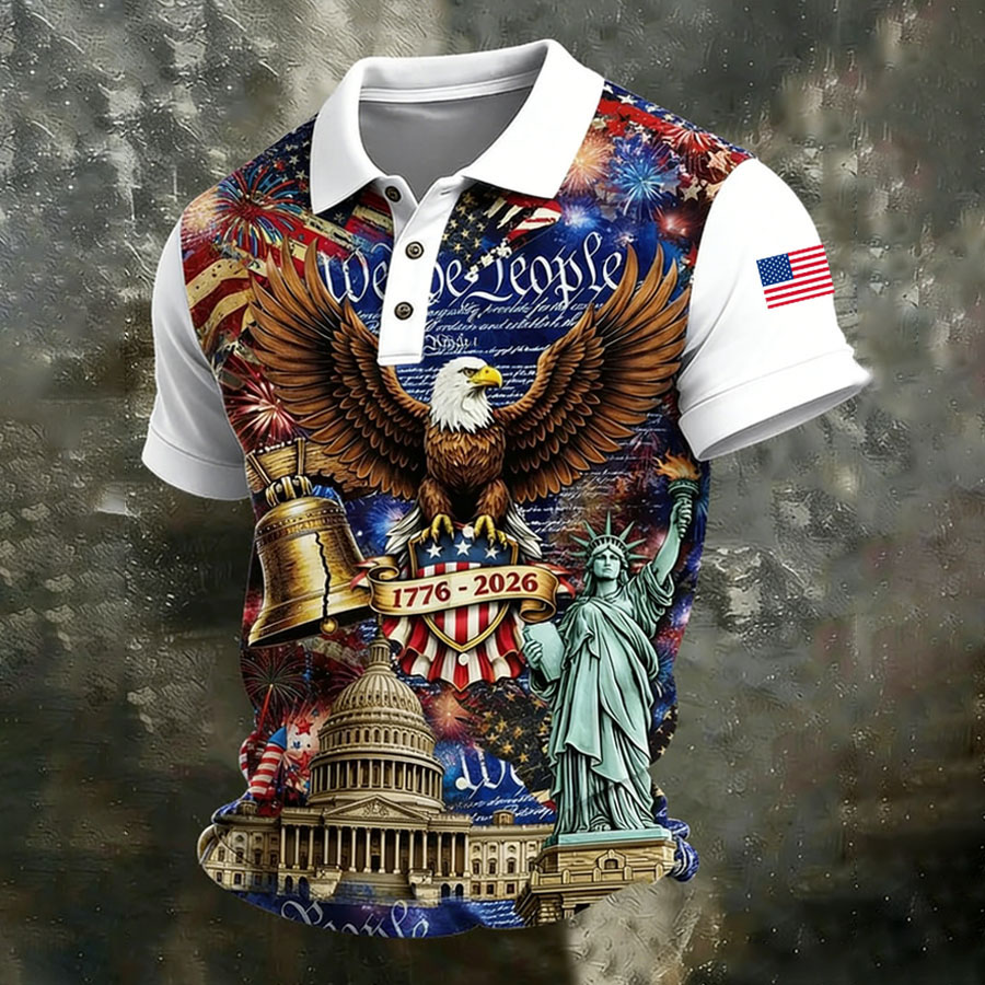 Men's 250th Anniversary Printed Casual Polo Shirt