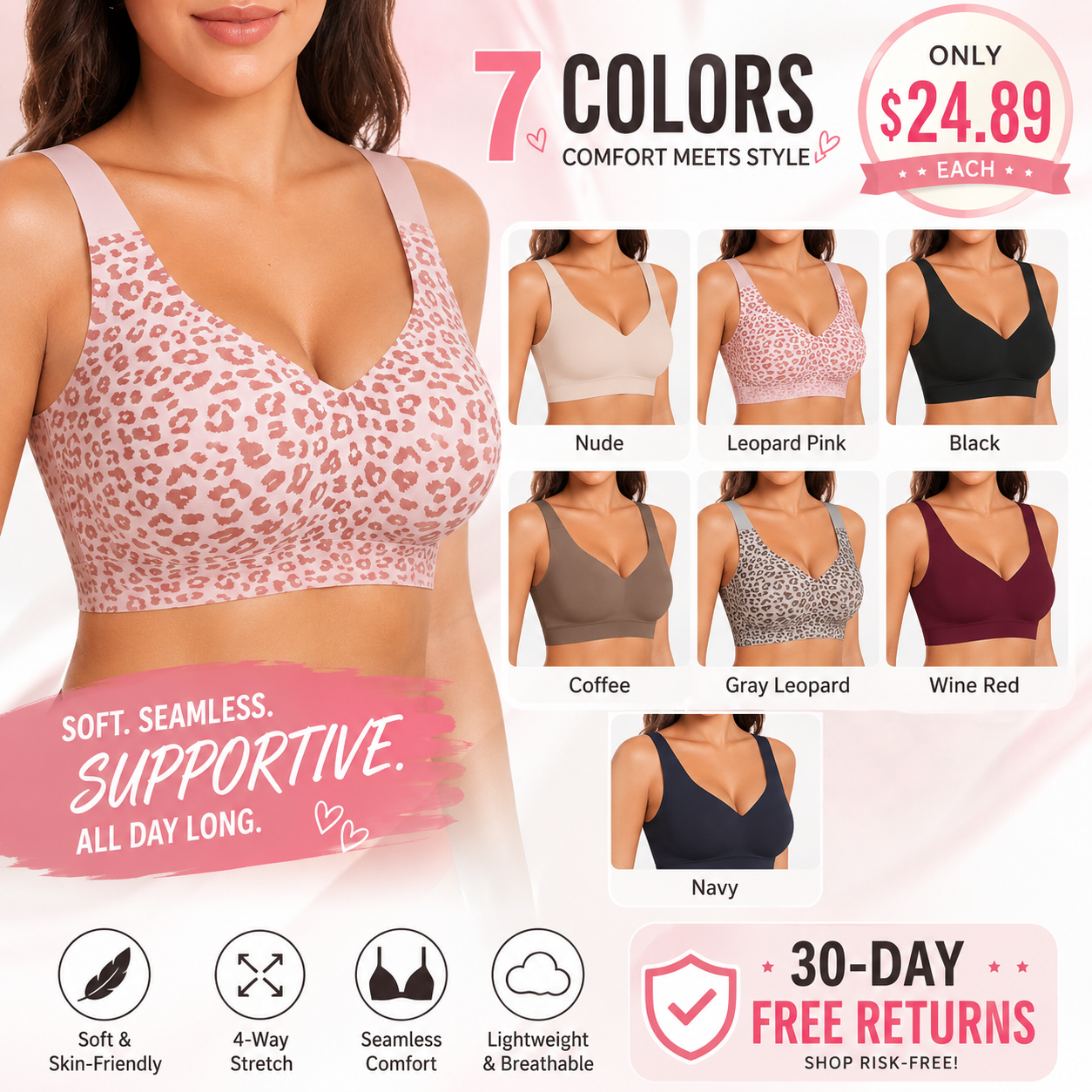 Women Jelly Bras Wirefree Full Coverage No Underwire Everyday Bras Comfortable Wireless Padded Tshirt Bra