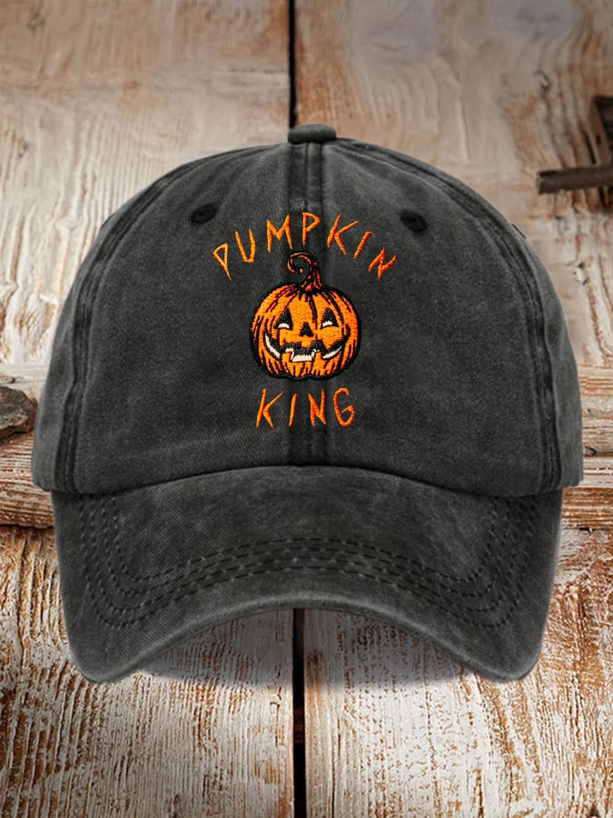 Vintage Pumpkin King Print Baseball Cap