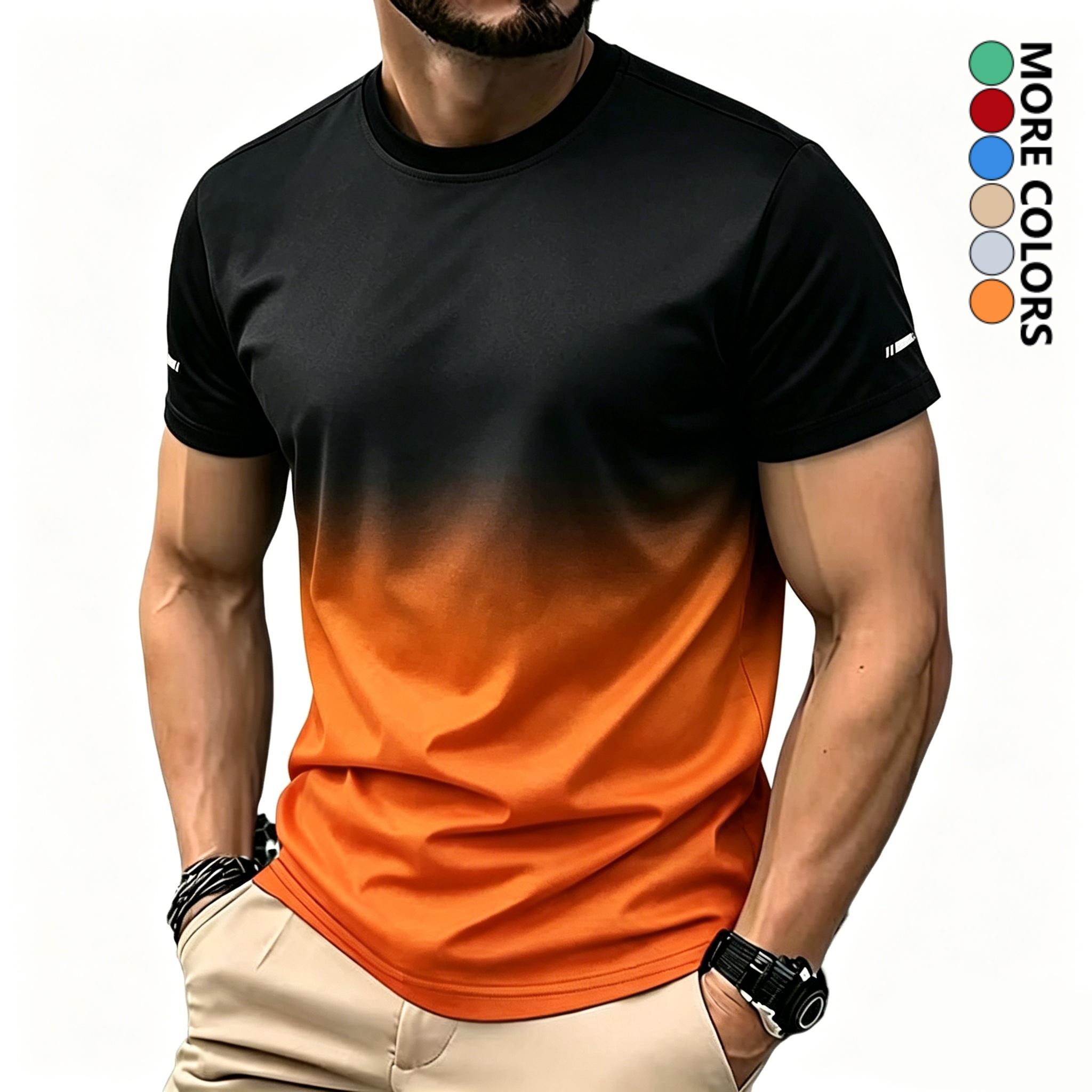 Men's athleisure T-shirt featuring a gradient print design and a stylish crew neck, crafted from breathable, quick-drying fabric