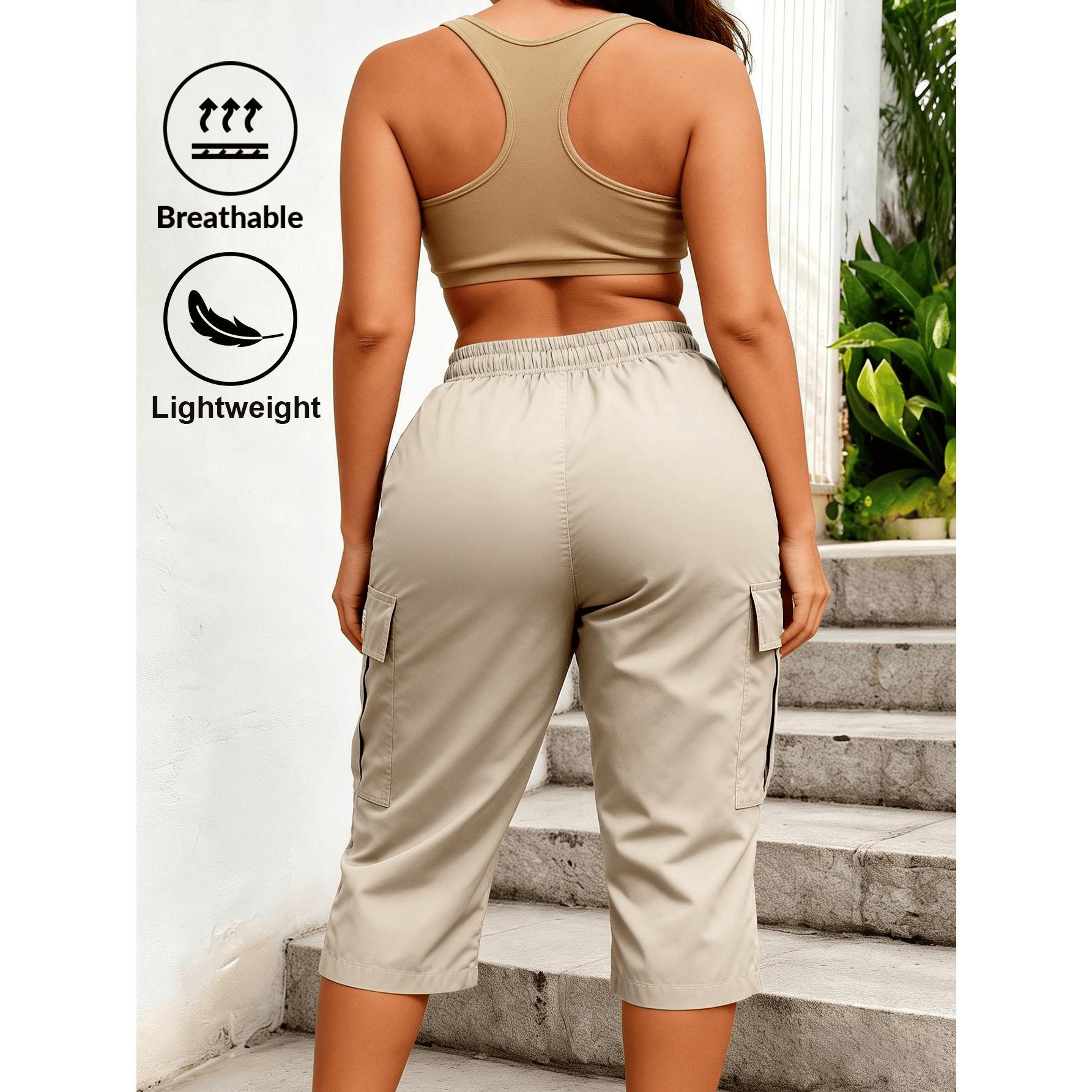 Women's Stylish Solid-Color Cropped Cargo Pants