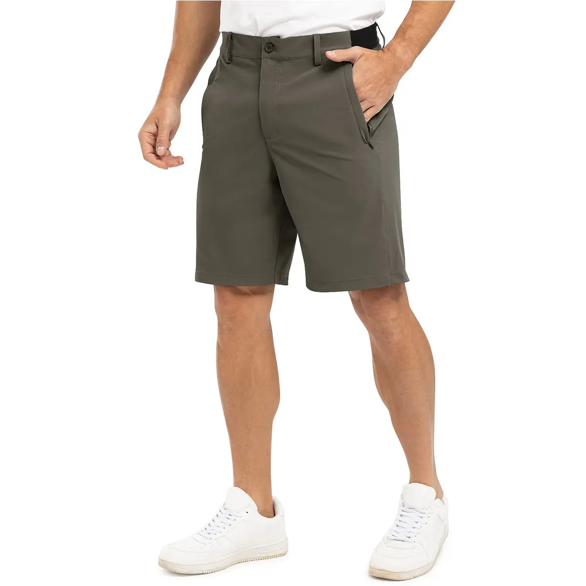 Men's 4-Way Stretch Shorts Quick Dry Casual Work Golf Pants Lightweight Breathable Zip Pockets Pants Summer Outdoor Bottoms