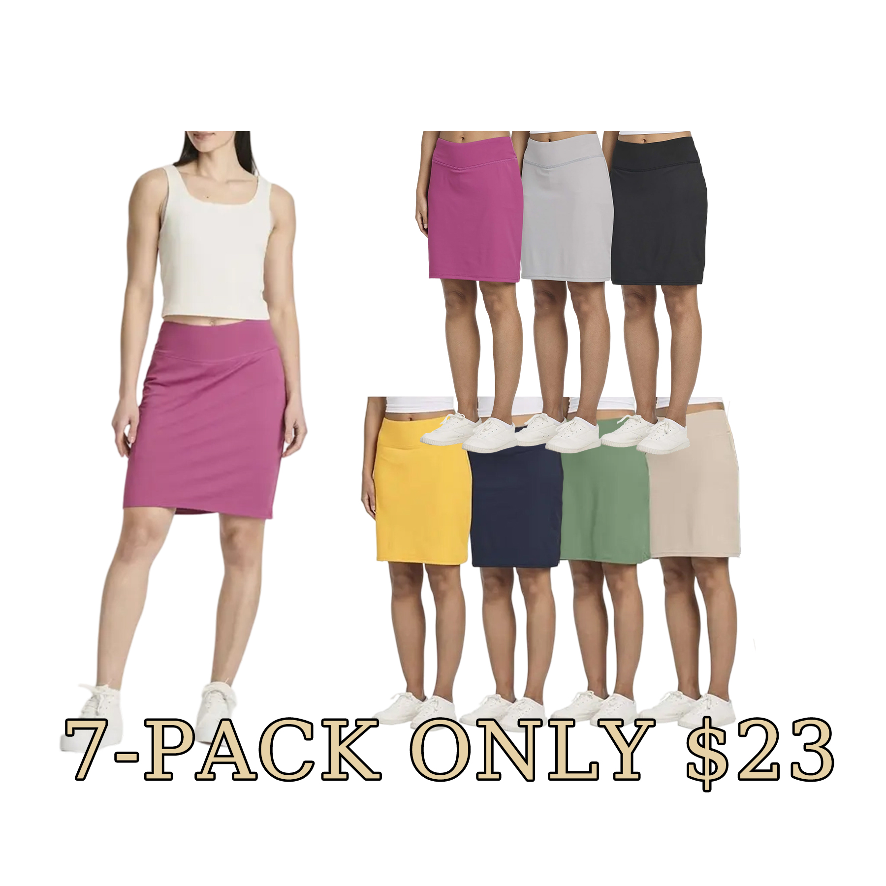 Women’s Golf Skort Set (5-Pack Ruffle Active Skirts with Pockets)