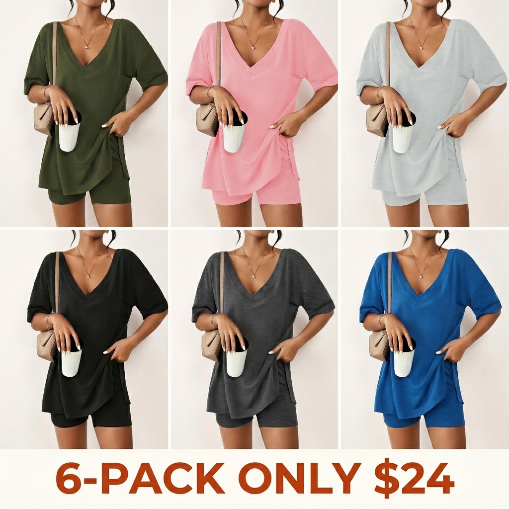 Women's V-Neck Two-Piece Pajama Set