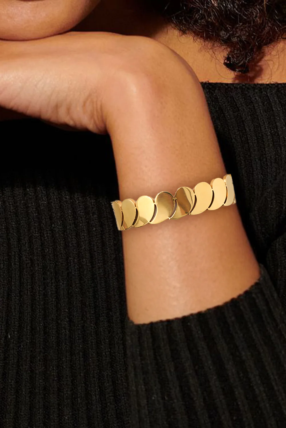 Gold Water Drop Patched Plated Titanium Steel Bangle