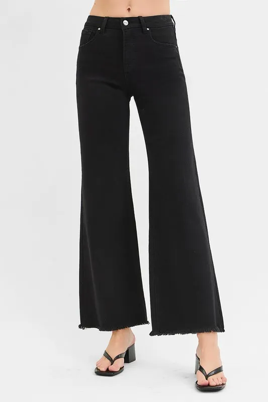 Full Size Tummy Control High Rise Wide Jeans Plus Size