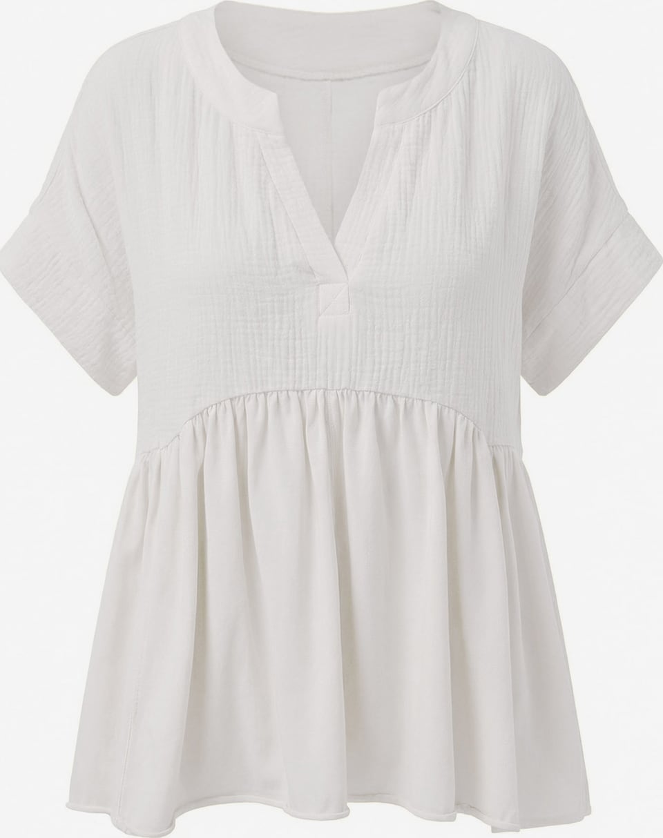 Summer Short-Sleeved Ruffled Babydoll Top