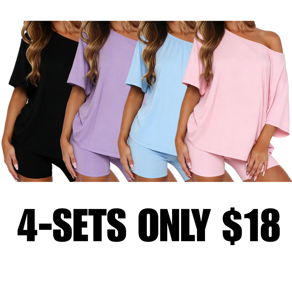 Women’s Casual Two Piece Lounge Set Off Shoulder Top
