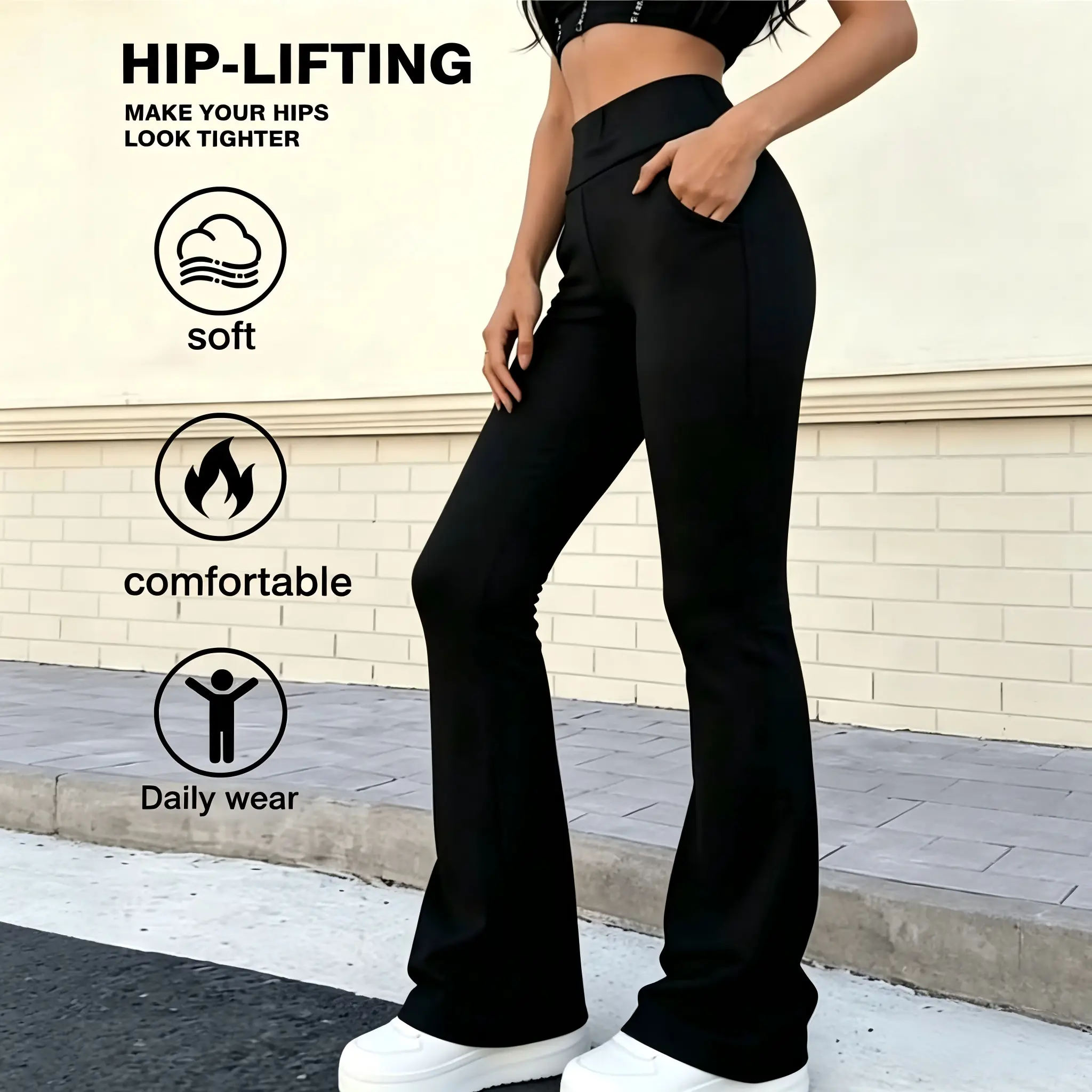 Women's High Stretch Micro Flare Sweatpants Soft Elastic Flare Yoga Pants