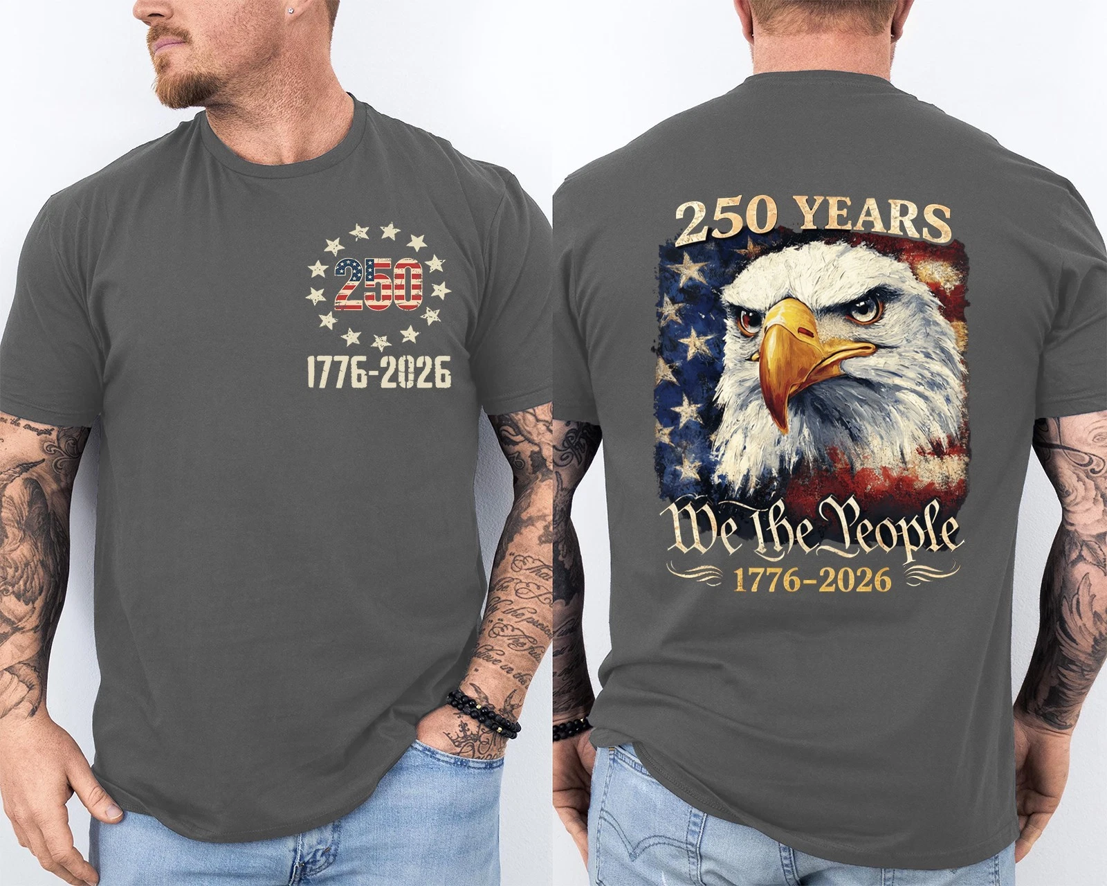 Men'S Casual American 1776-2026 Anniversary Printed Short Sleeved T-Shirt