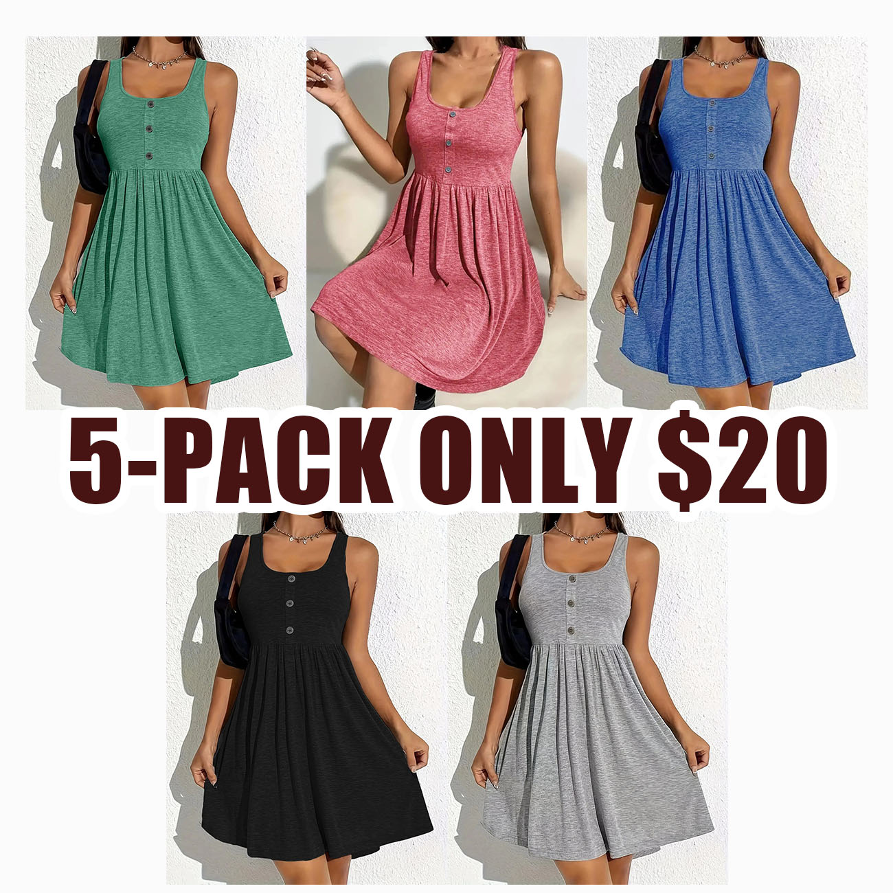Plus Size Scoop Neck Stretch Jersey Tank Dress –  Easy Care Daily Wear Dress