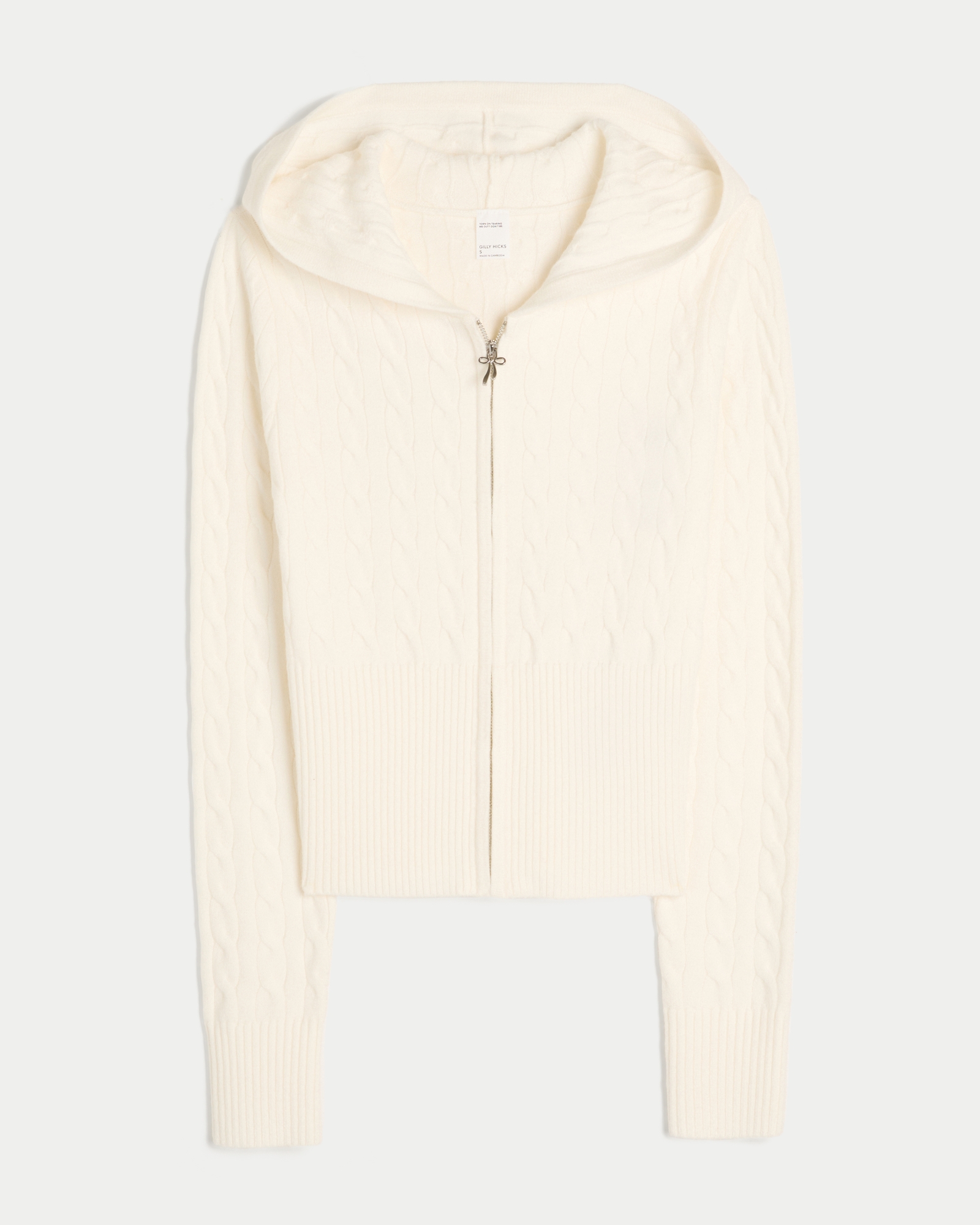 Gilly Hicks Cable-Knit Zip-Up Hoodie Sweater
