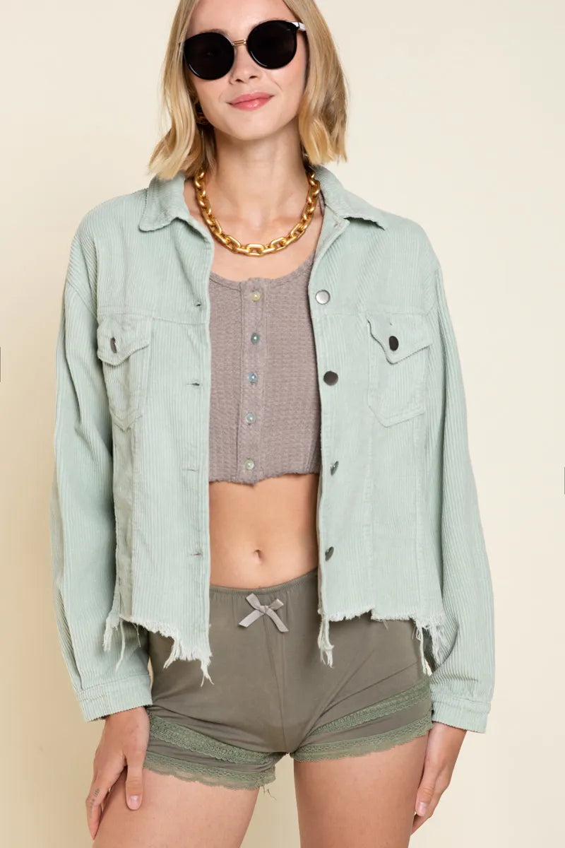 Button Down Corduroy Trucker Jacket