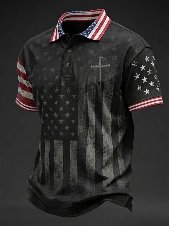Men's America 250th Anniversary Print Casual Polo Shirt