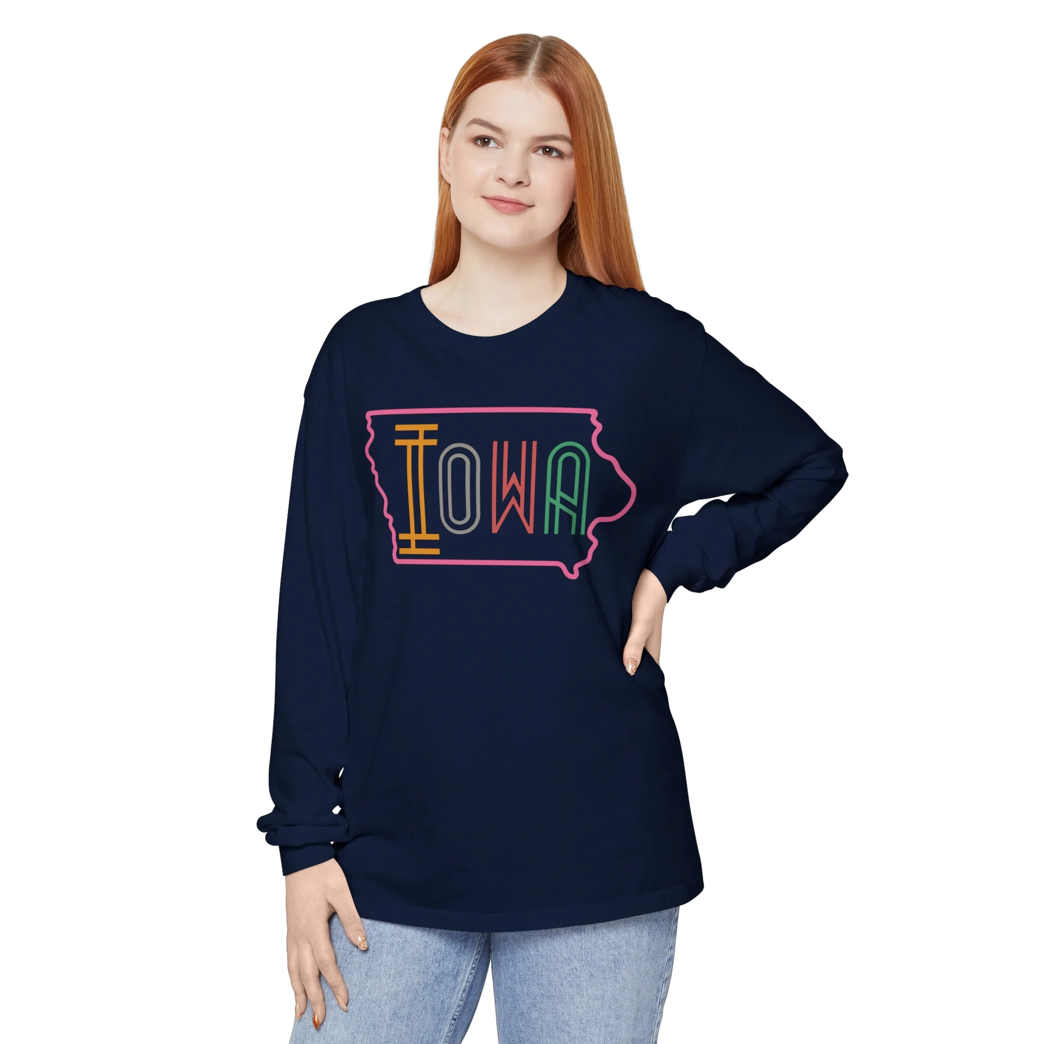 Iowa Pink Unisex Garment-dyed Long Sleeve T-Shirt