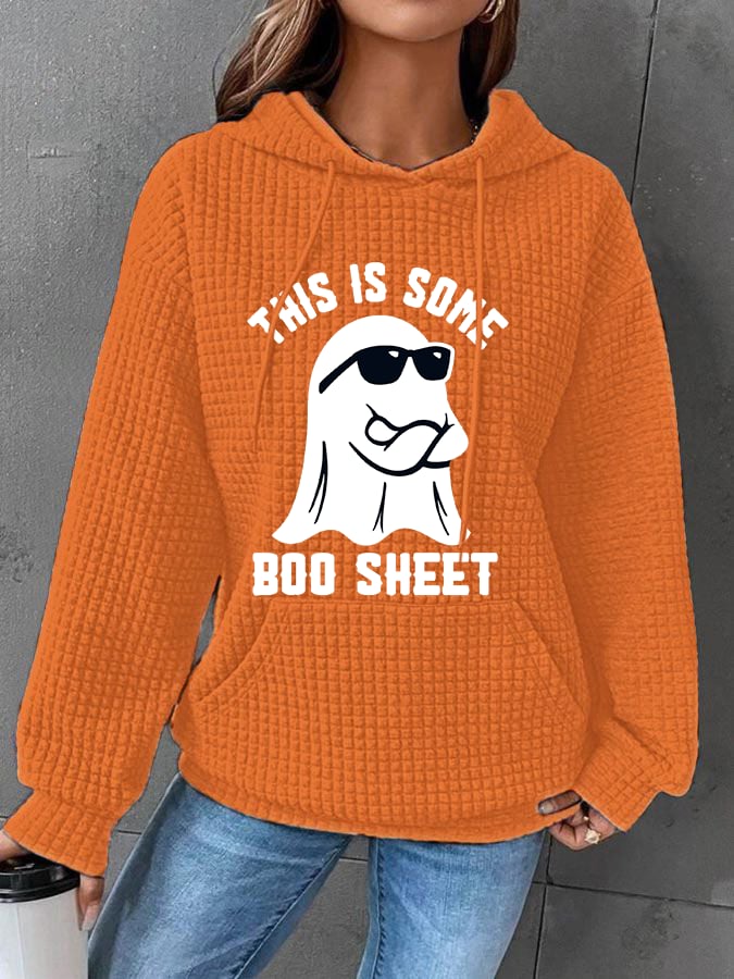 Women's Halloween This Is Some Boo Sheet Waffle Hoodie