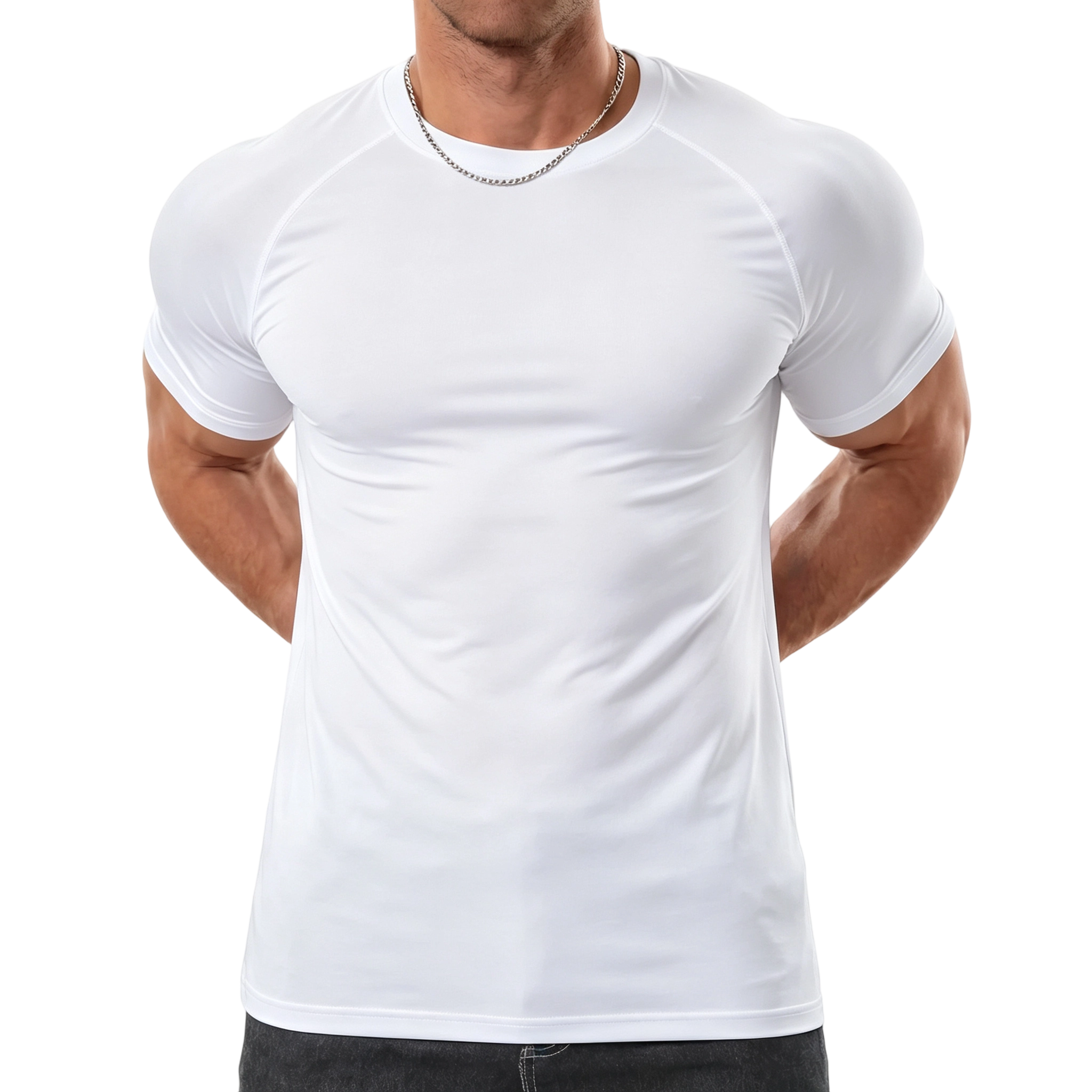 Men's Raglan Sleeve Tee, Athletic Tapered Fit, Arm-Enhancing Sleeves, Menswear Wrinkle-Resistant Stretch Fabric Gym Workout T-Shirt Fitness Running Tops