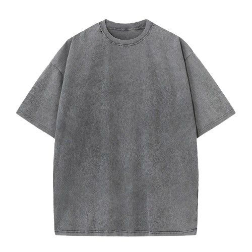 Retro Heavyweight Pure Cotton T-Shirt — Acid-Washed, Distressed, Loose-Fit Casual Top