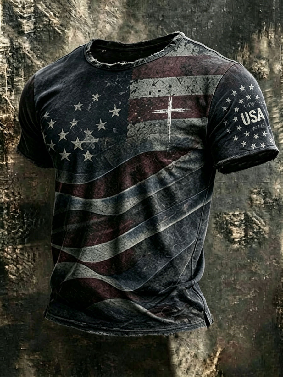 Men'S Retro 250Th Anniversary American Faith Short-Sleeve T-Shirt