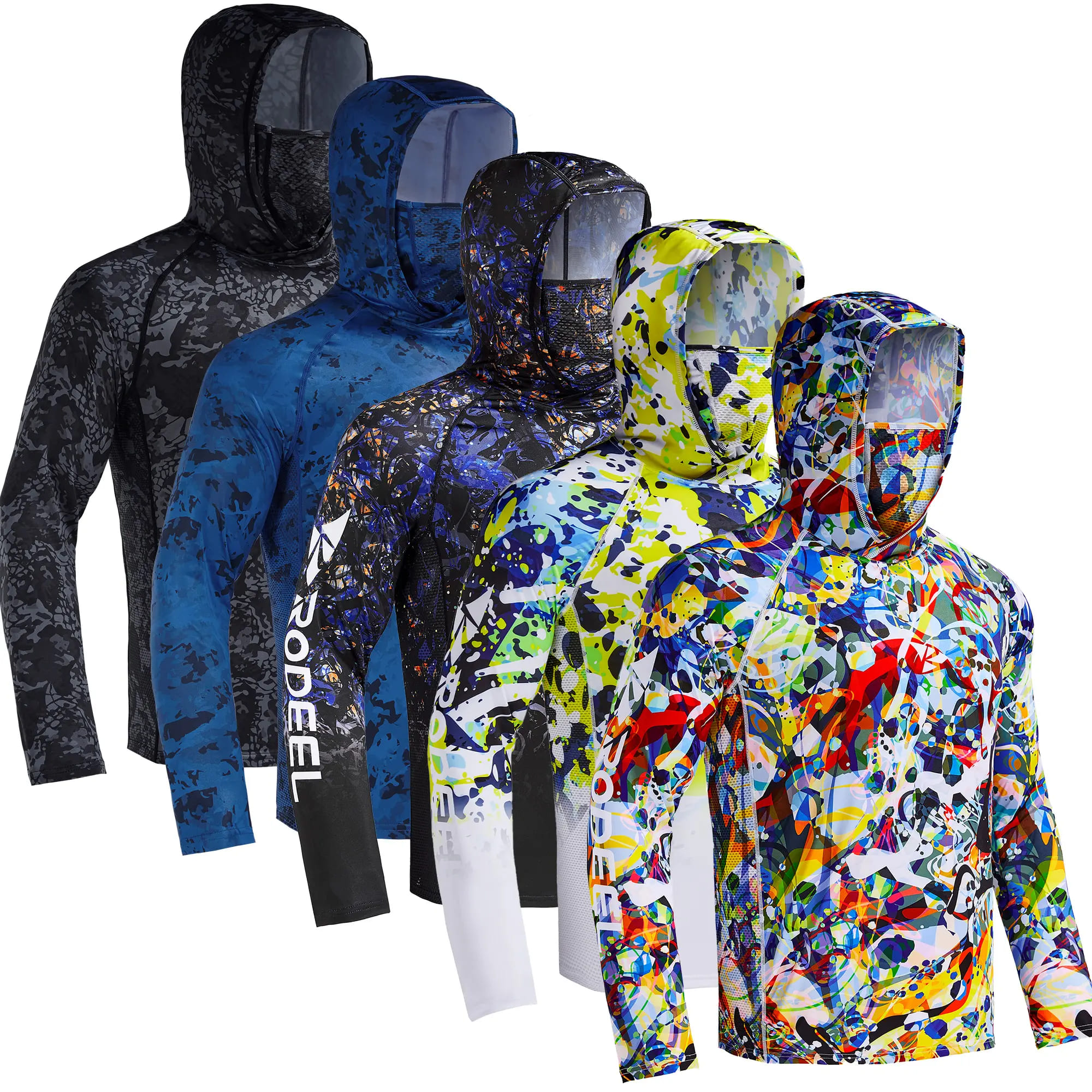 Men's Sun Protection Hoodie (with Face Mask/Neck Gaiter) — UPF 50+ UV Protection, Long Sleeve, Lightweight, Quick-Drying, Moisture-Wicking, Breathable & Cooling