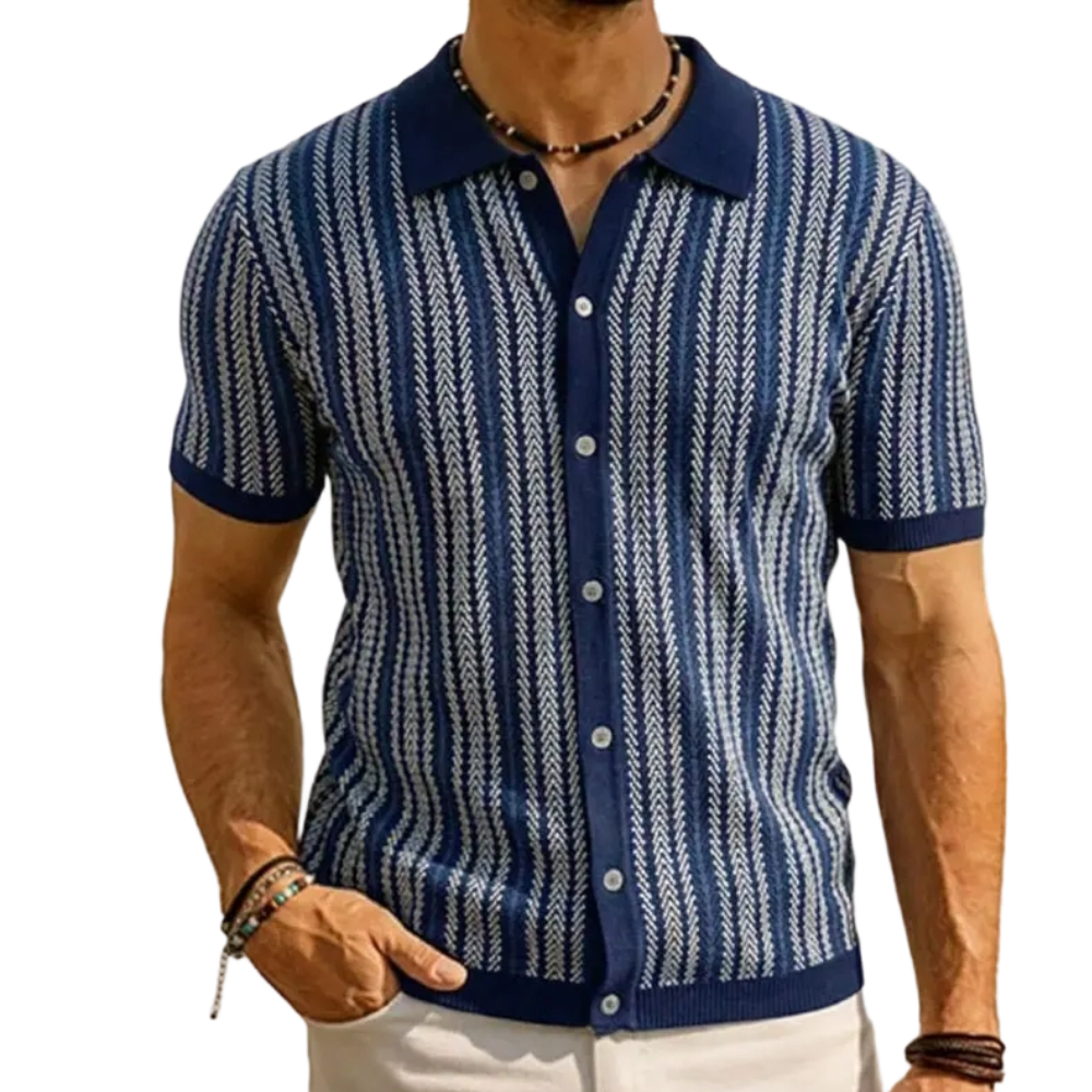 Men's Retro Button- Sweater Non-Stretch Shirt