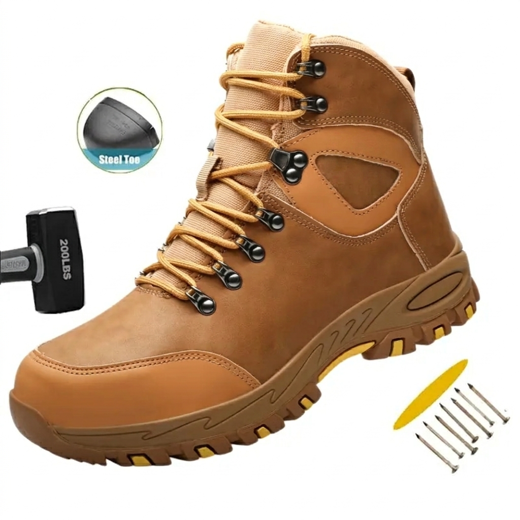 Men's Waterproof Safety Boots – Rugged Steel-Toe Work Boots with Crush and Puncture Resistance