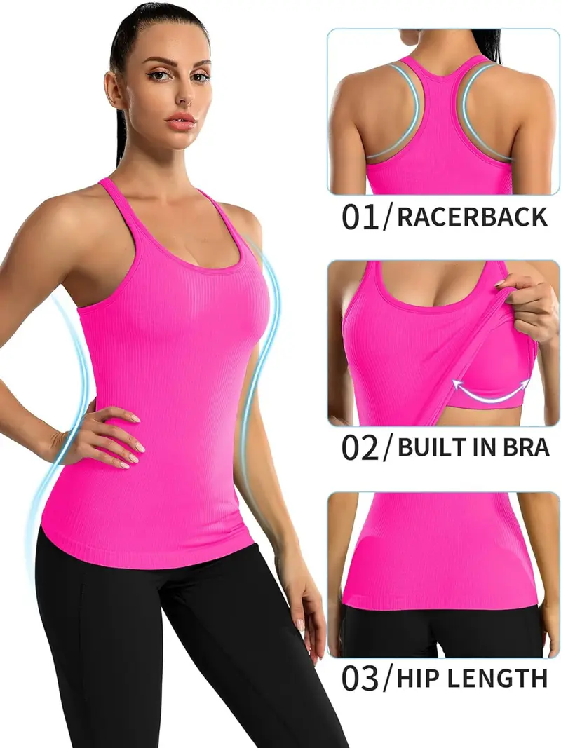 Final 3-Hour Sale🔥Women Workout Tank Tops with Built in Bra