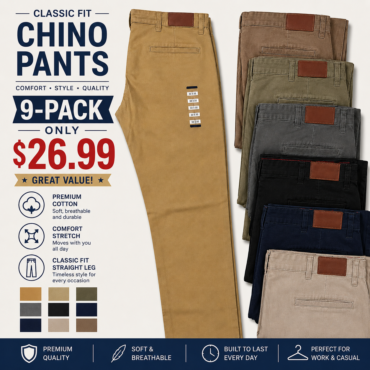 🔥 Limited-Time 7-Piece Set – 5-Pocket Slim-Fit Dobby Pants with Hemmed Cuffs
