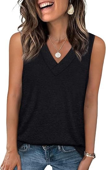 🎁✨Women's Sleeveless V-Neck Slimming Loose Fit Casual Tank Top T-Shirt