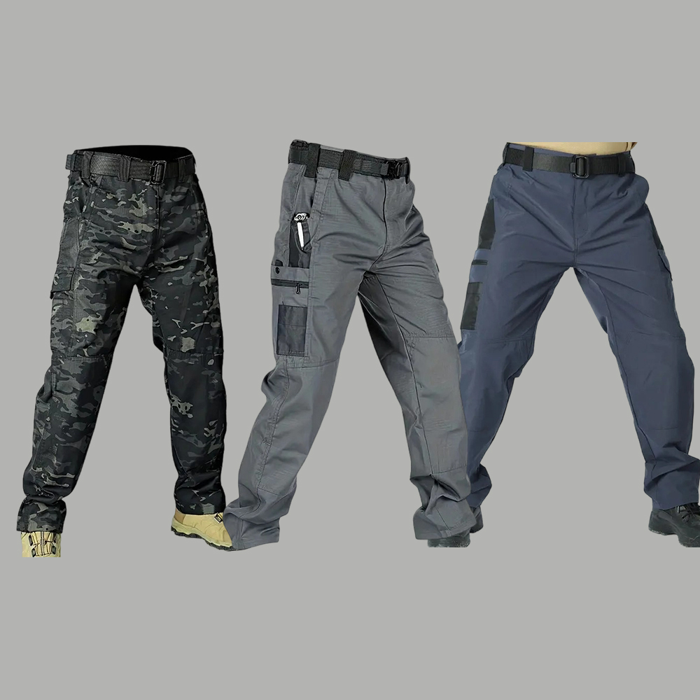 Men's Solid Color Tactical Work Pants,230g/m² new fabric，with Multiple Pockets and Zipper Closures
