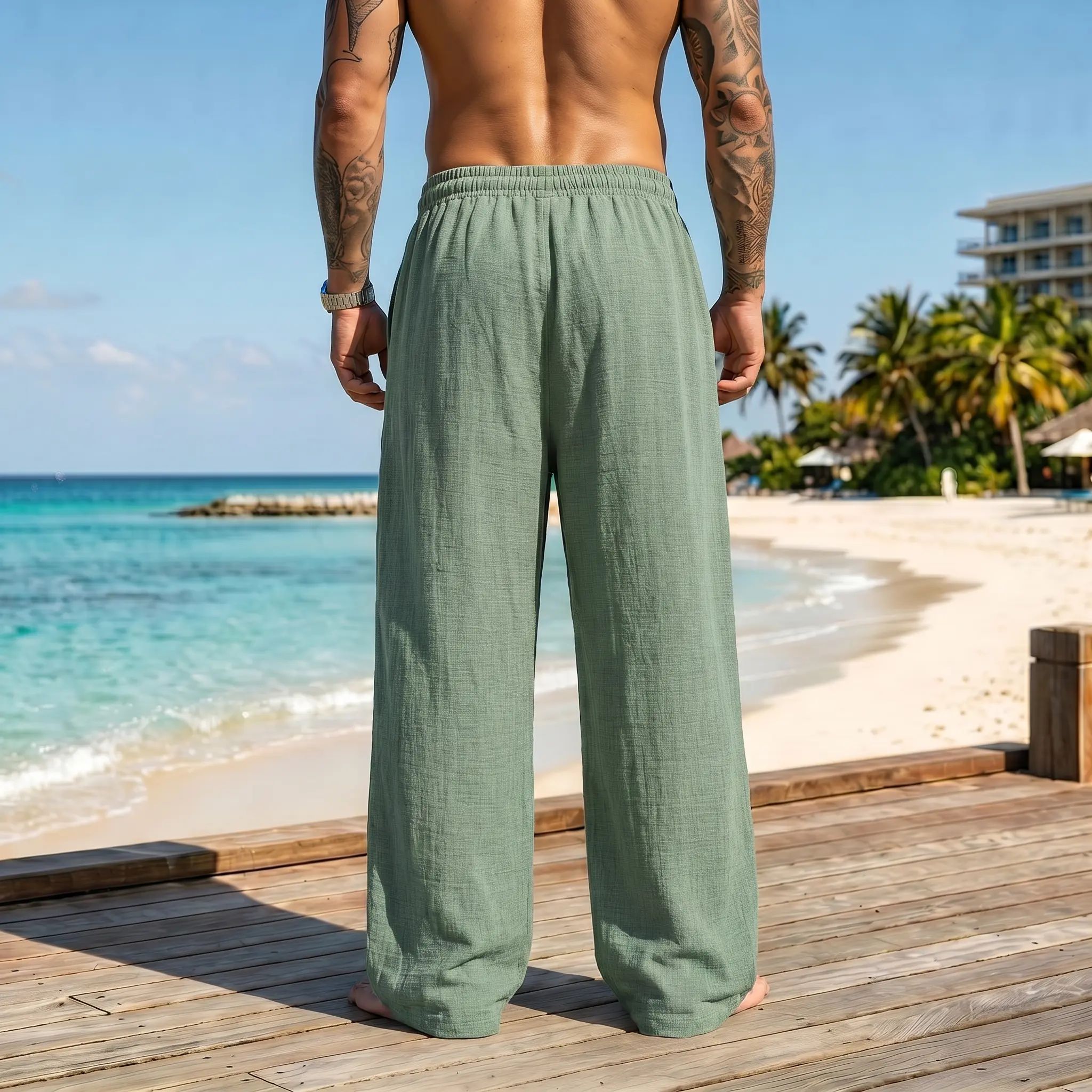 Men's Lightweight Retro Casual Summer Trousers | Loose Fit, Cool and Comfortable