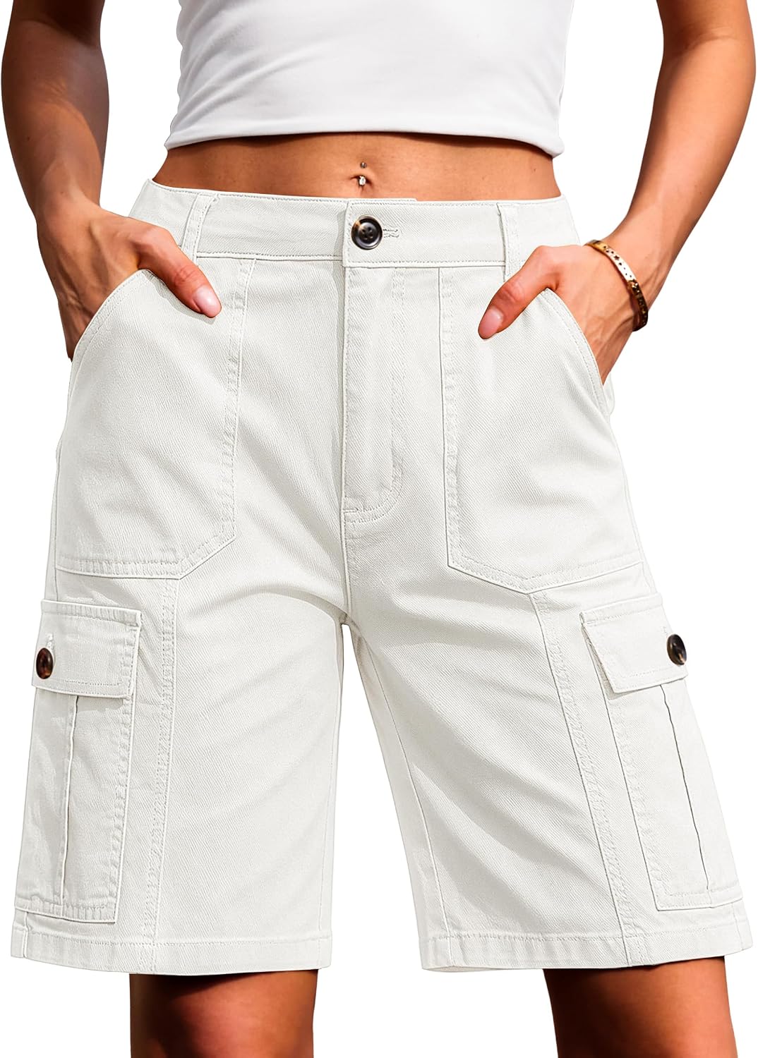 Eddoyee Women's Bermuda Cargo Shorts