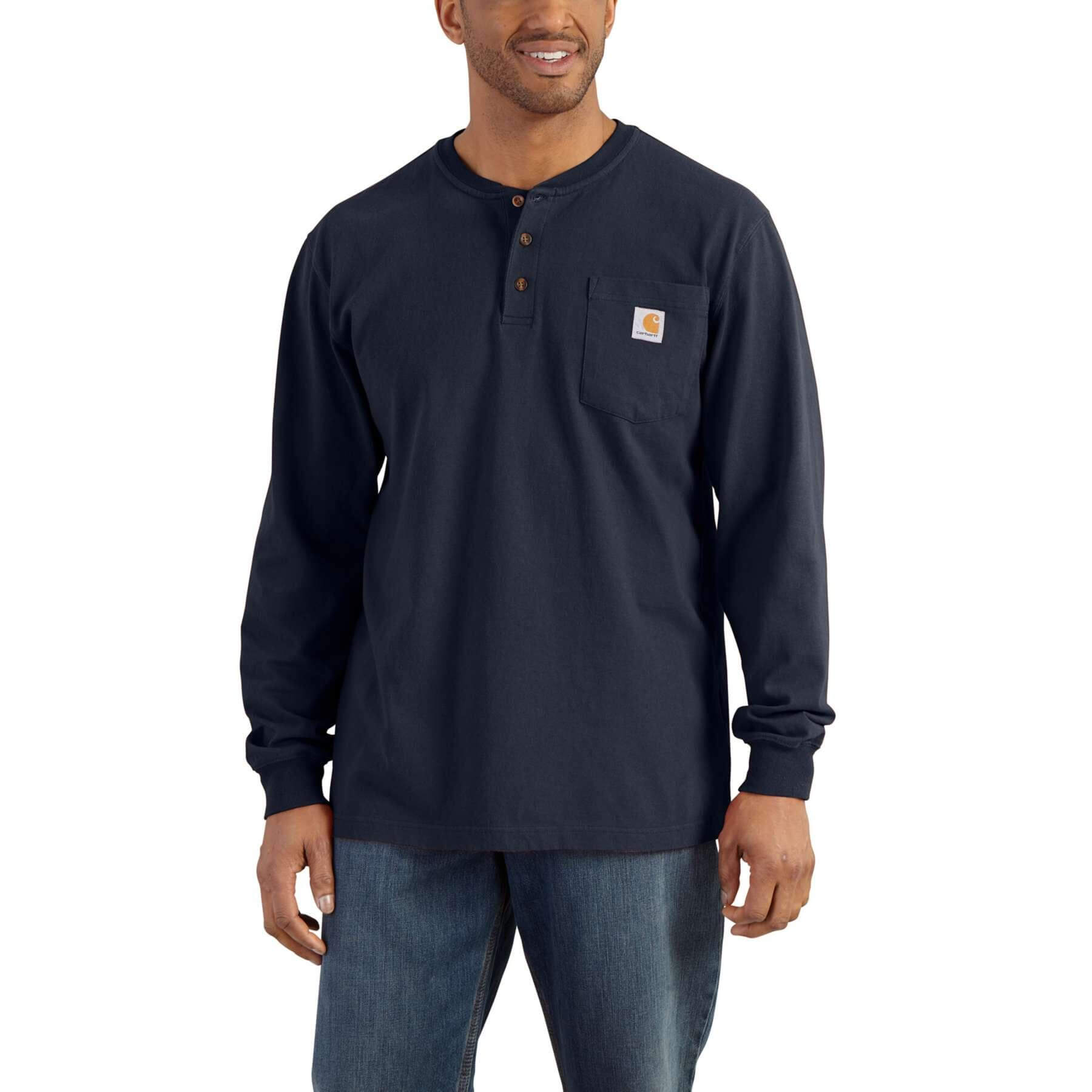 CHT Loose Fit Heavyweight Long-Sleeve Pocket Henley T-Shirt K128