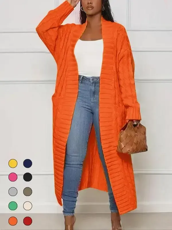 Women's Long Cardigan 2025 Oversized Coat Long Sleeve Open Cardigan Knitted Extra