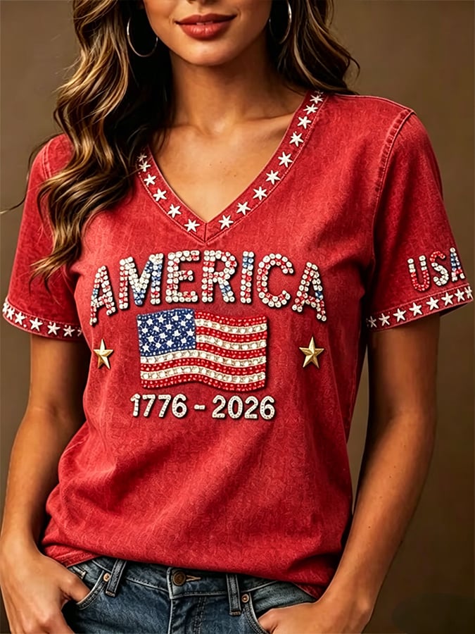 Women's 250th Anniversary  Art  Print Casual V-Neck Vest