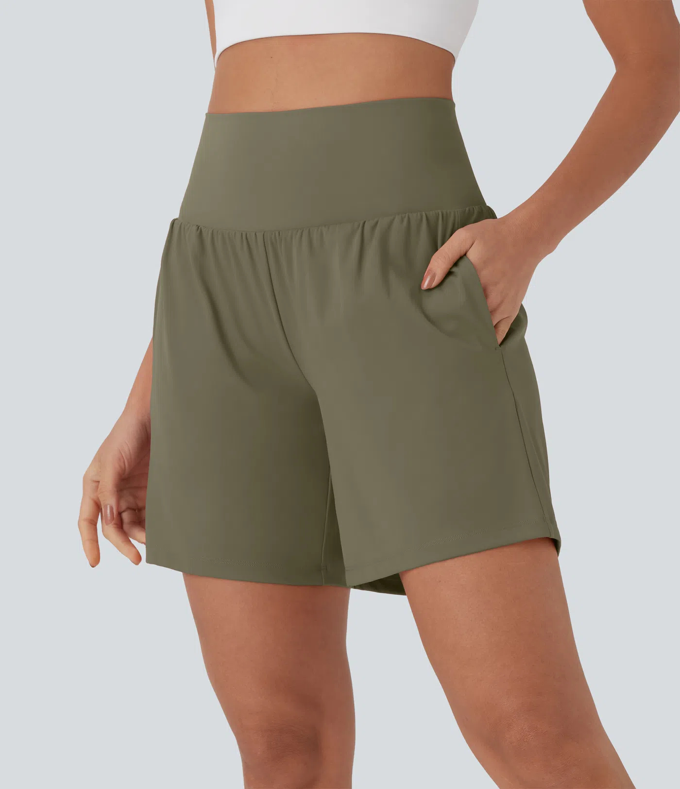 Women's 2-Piece Super High Waisted Back Pocket & Side Hidden Pocket 2-in-1 Yoga Shorts Set