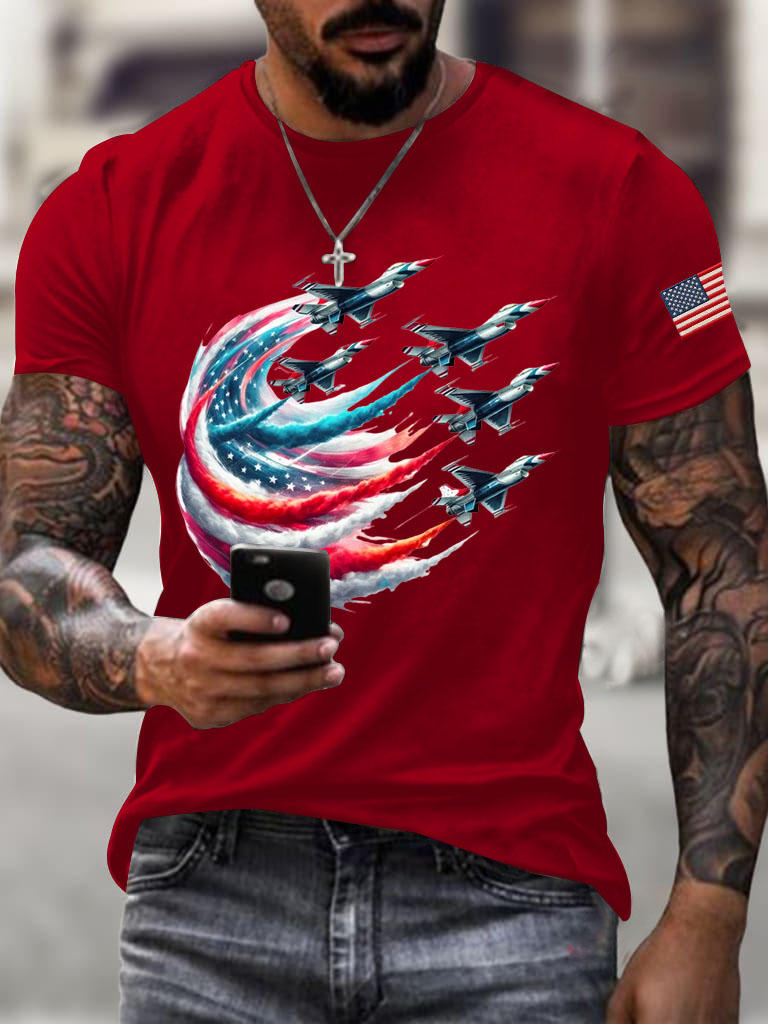 Men'S American Flag Jet Fighter T-Shirt